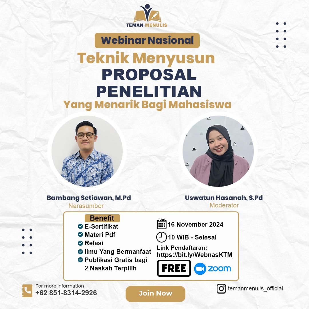 Webinar: Teknik Menyusun Proposal Penelitian yang Menarik untuk Mahasiswa